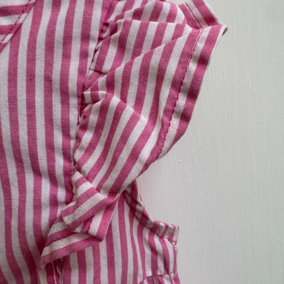 Healthtex 2T Girls Pink Striped Short Sleeve Blouse with Floral Design - Picture 3 of 5